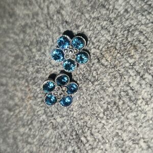 Vintage Sterling Silver blue flower earrings